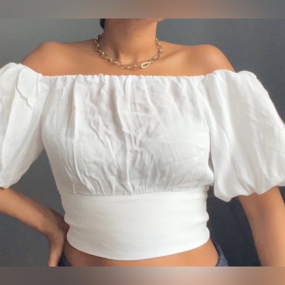 AFRM Ani Top- Cropped- White Off The shoulder - Picture 5 of 7